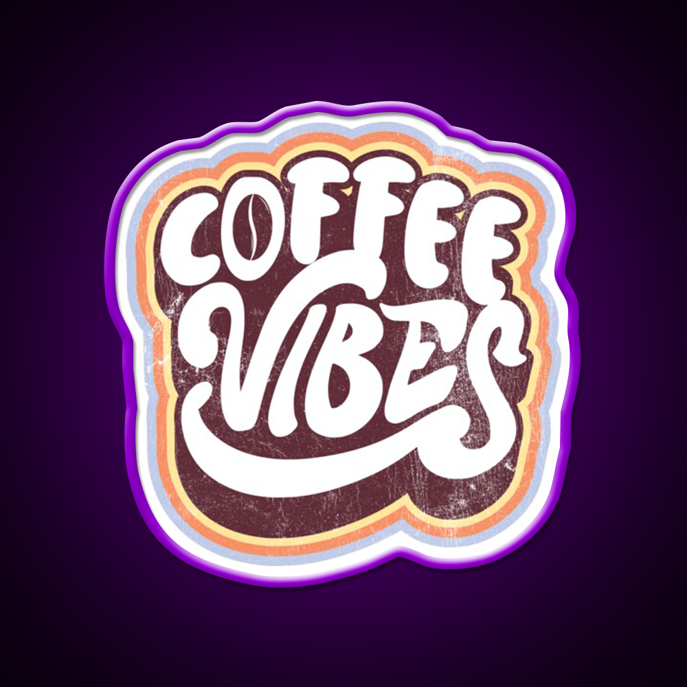 Coffee Vibes Vintage 70S Retro Style Cafe Led Neon Sign Espresso Bar Art Rgb Color