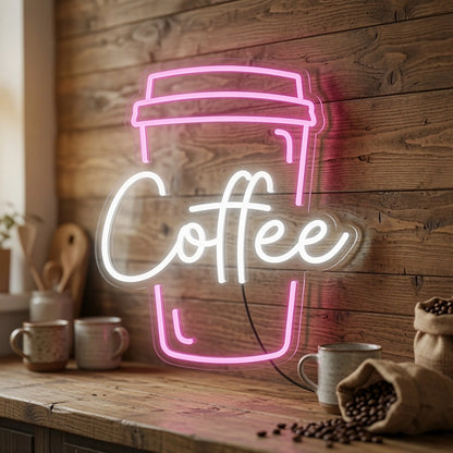 Coffee Window Wall Art LED Neon Sign - 03 Real Lifestyle Scene