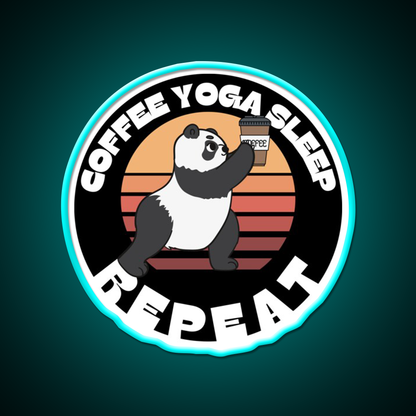Coffee Yoga Sleep Repeat Funny Yoga Panda Yoga Led Neon Sign Rgb Color