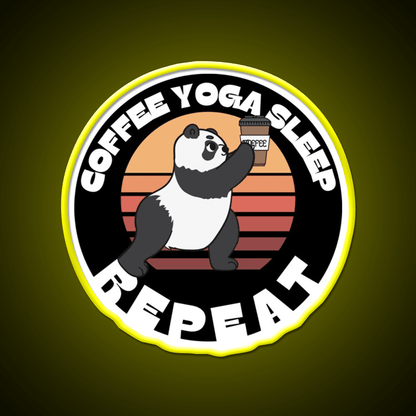 Coffee Yoga Sleep Repeat Funny Yoga Panda Yoga Led Neon Sign Rgb Color - Shineneon