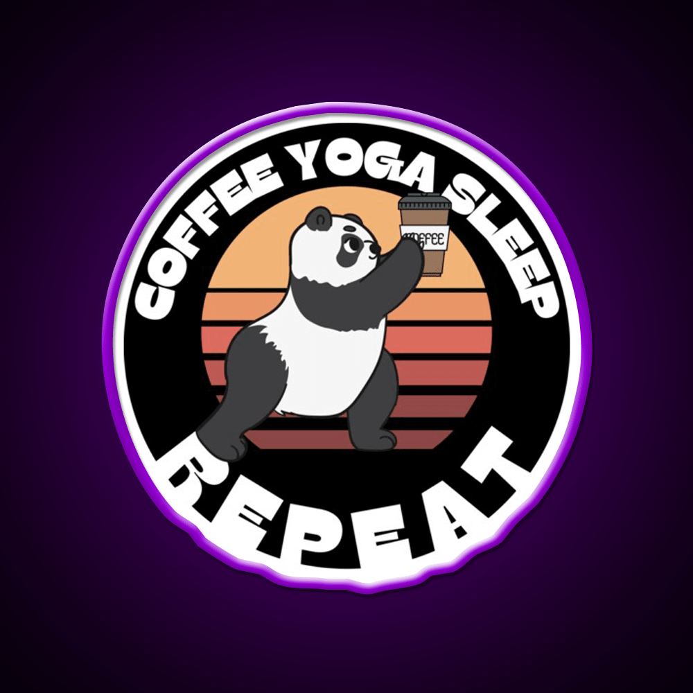 Coffee Yoga Sleep Repeat Funny Yoga Panda Yoga Led Neon Sign Rgb Color - Shineneon