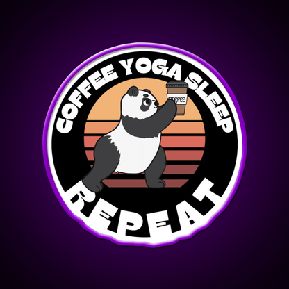 Coffee Yoga Sleep Repeat Funny Yoga Panda Yoga Led Neon Sign Rgb Color - Shineneon