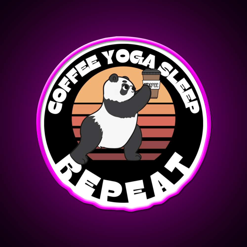 Coffee Yoga Sleep Repeat Funny Yoga Panda Yoga Led Neon Sign Rgb Color - Shineneon