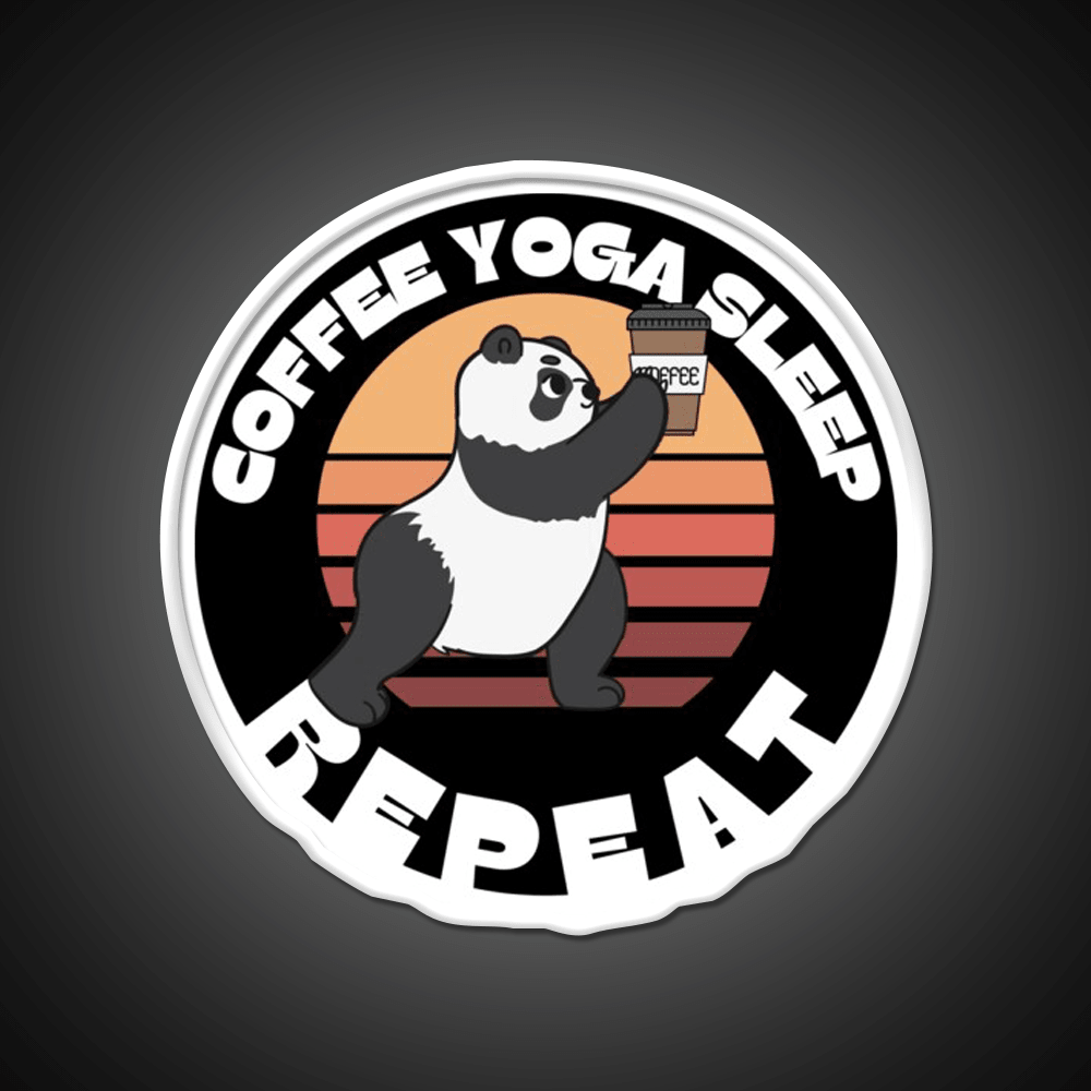 Coffee Yoga Sleep Repeat Funny Yoga Panda Yoga Led Neon Sign Rgb Color - Shineneon