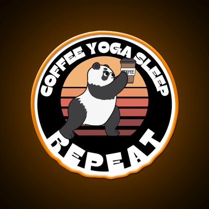 Coffee Yoga Sleep Repeat Funny Yoga Panda Yoga Led Neon Sign Rgb Color - Shineneon