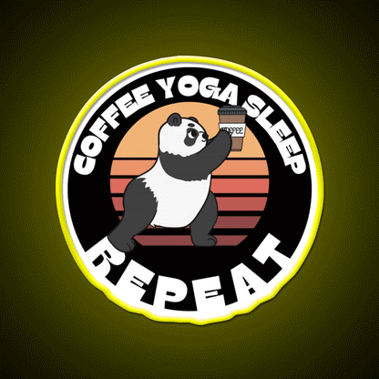 Coffee Yoga Sleep Repeat Funny Yoga Panda Yoga Led Neon Sign Rgb Color