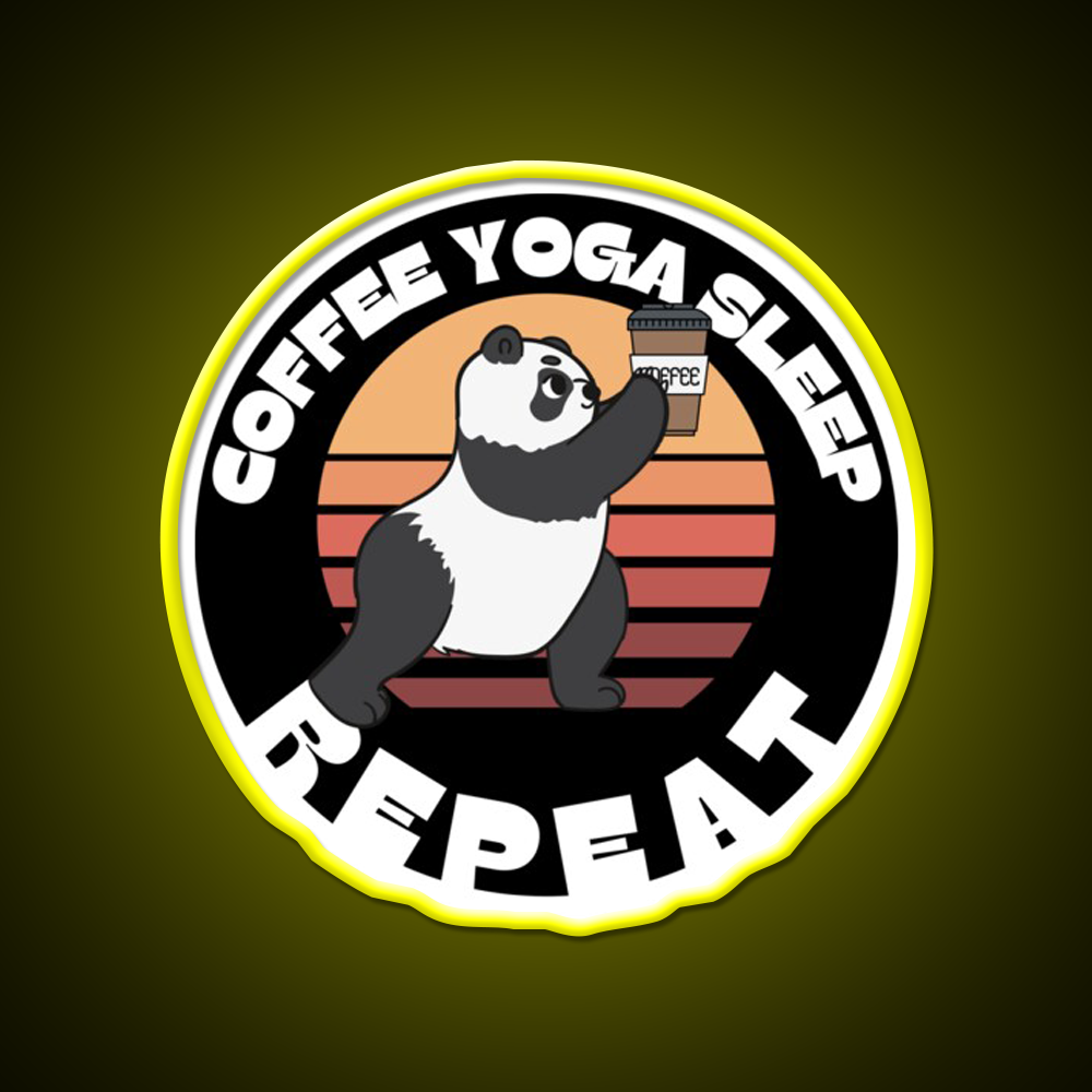 Coffee Yoga Sleep Repeat Funny Yoga Panda Yoga Led Neon Sign Rgb Color
