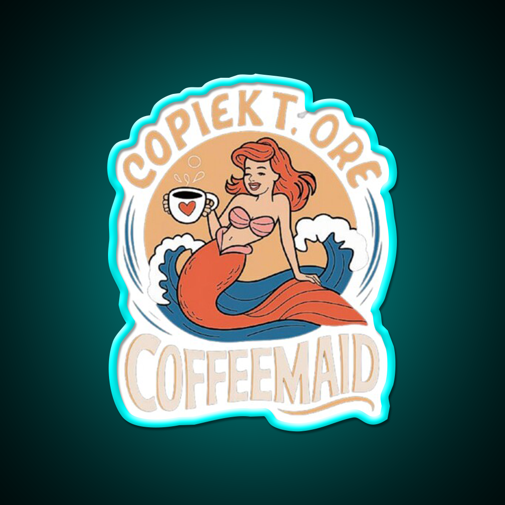 Coffeemade Mermaid Whimsical Lovers Led Neon Sign Espresso Bar Art Rgb Color