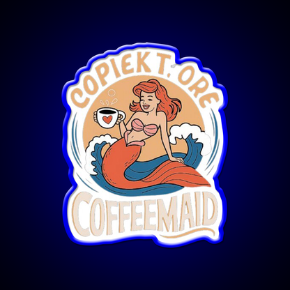 Coffeemade Mermaid Whimsical Lovers Led Neon Sign Espresso Bar Art Rgb Color