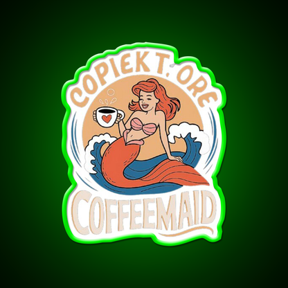 Coffeemade Mermaid Whimsical Lovers Led Neon Sign Espresso Bar Art Rgb Color