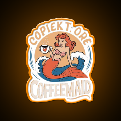 Coffeemade Mermaid Whimsical Lovers Led Neon Sign Espresso Bar Art Rgb Color