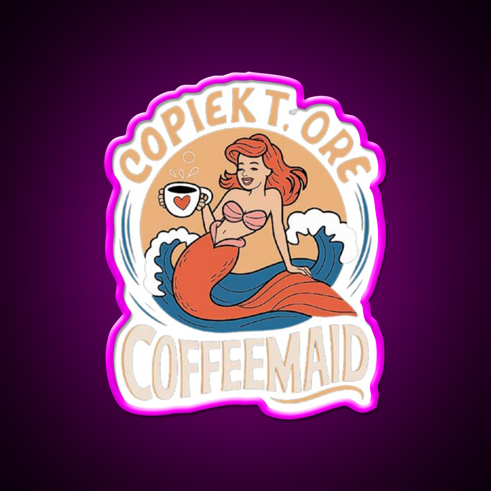 Coffeemade Mermaid Whimsical Lovers Led Neon Sign Espresso Bar Art Rgb Color