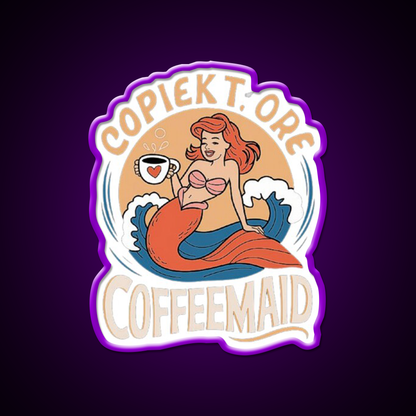 Coffeemade Mermaid Whimsical Lovers Led Neon Sign Espresso Bar Art Rgb Color