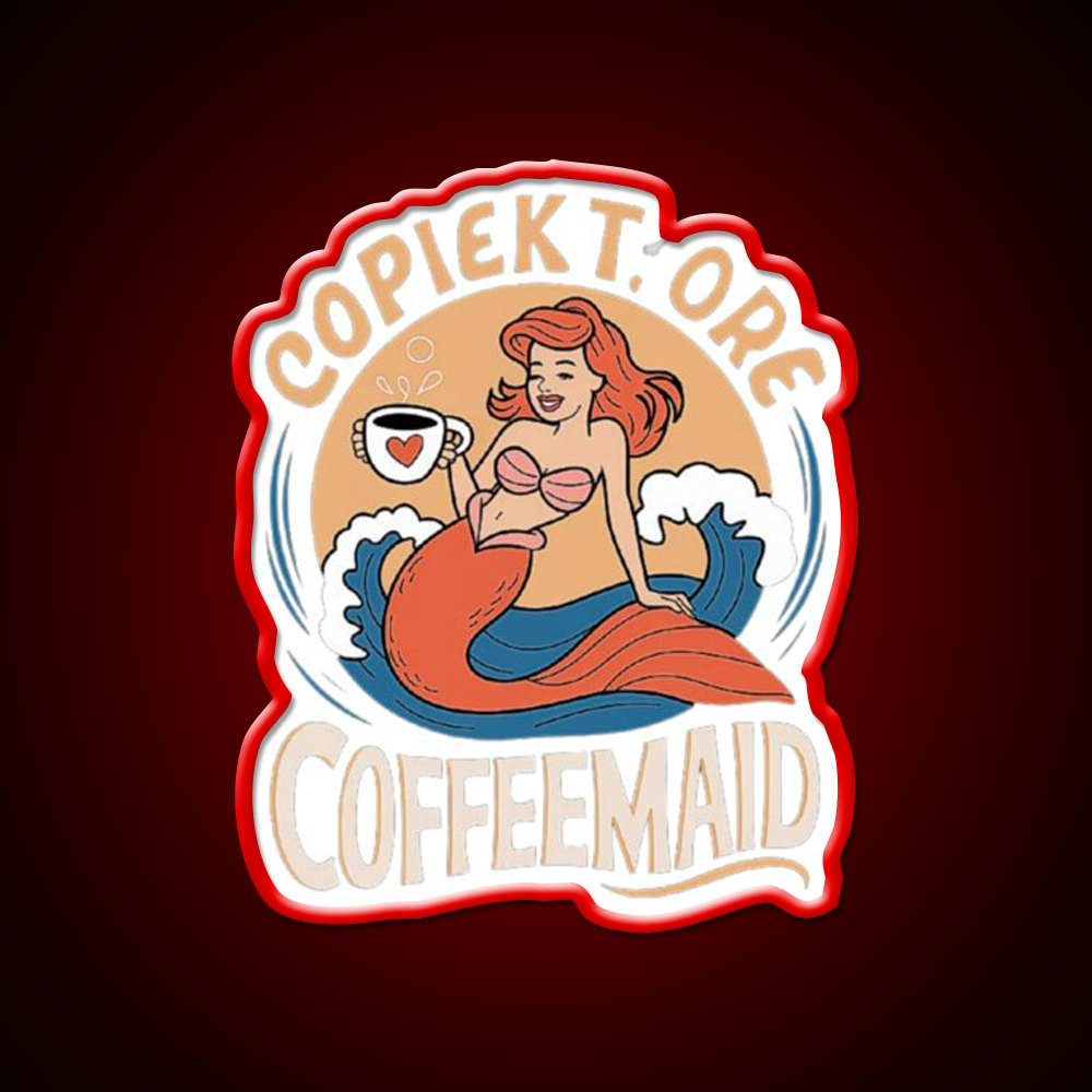 Coffeemade Mermaid Whimsical Lovers Led Neon Sign Espresso Bar Art Rgb Color