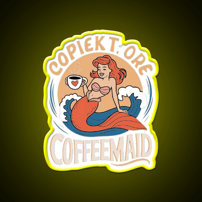 Coffeemade Mermaid Whimsical Lovers Led Neon Sign Espresso Bar Art Rgb Color - Shineneon
