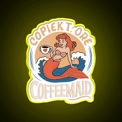 Coffeemade Mermaid Whimsical Lovers Led Neon Sign Espresso Bar Art Rgb Color
