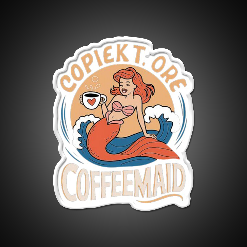 Coffeemade Mermaid Whimsical Lovers Led Neon Sign Espresso Bar Art Rgb Color