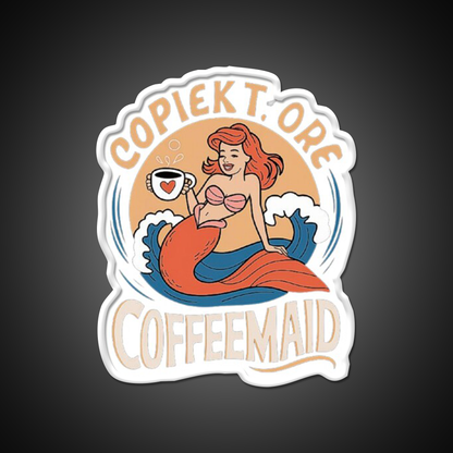Coffeemade Mermaid Whimsical Lovers Led Neon Sign Espresso Bar Art Rgb Color