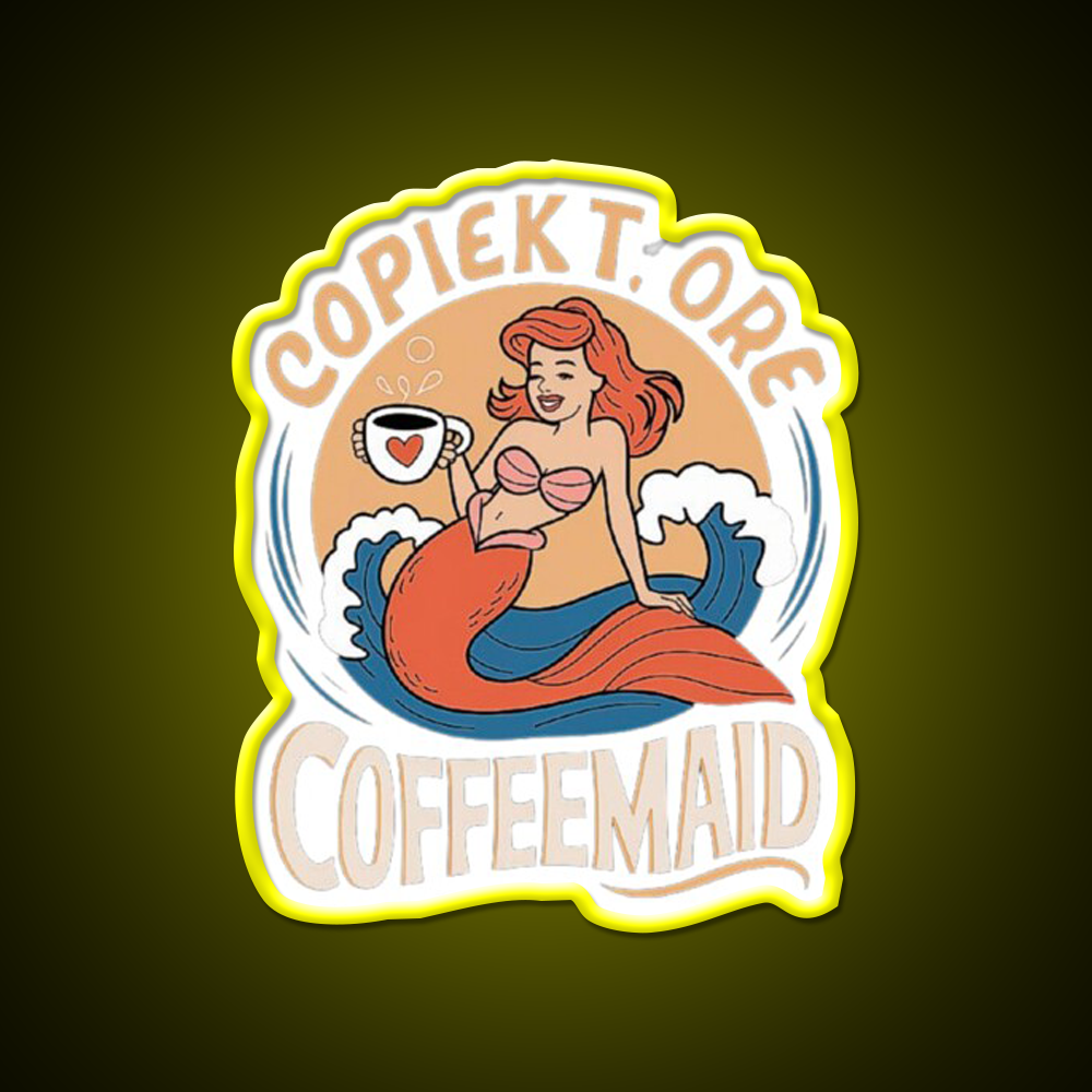 Coffeemade Mermaid Whimsical Lovers Led Neon Sign Espresso Bar Art Rgb Color