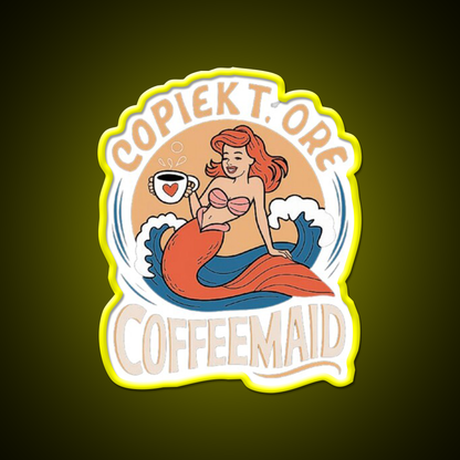 Coffeemade Mermaid Whimsical Lovers Led Neon Sign Espresso Bar Art Rgb Color