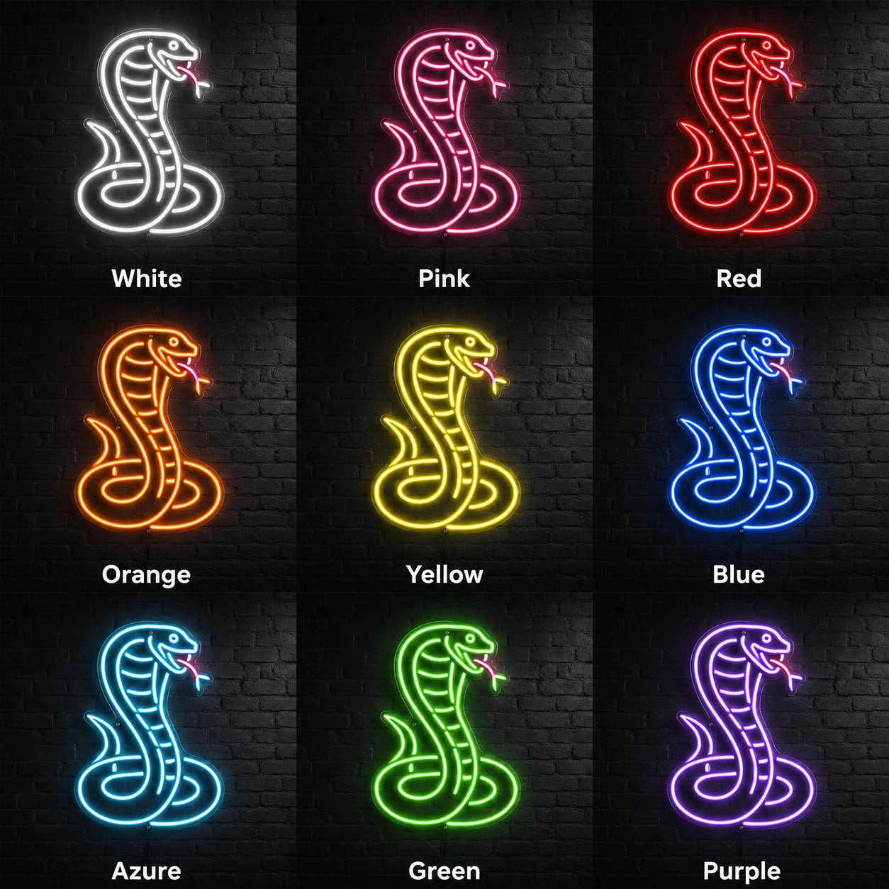 Coiled Cobra LED Neon Sign day and night comparison