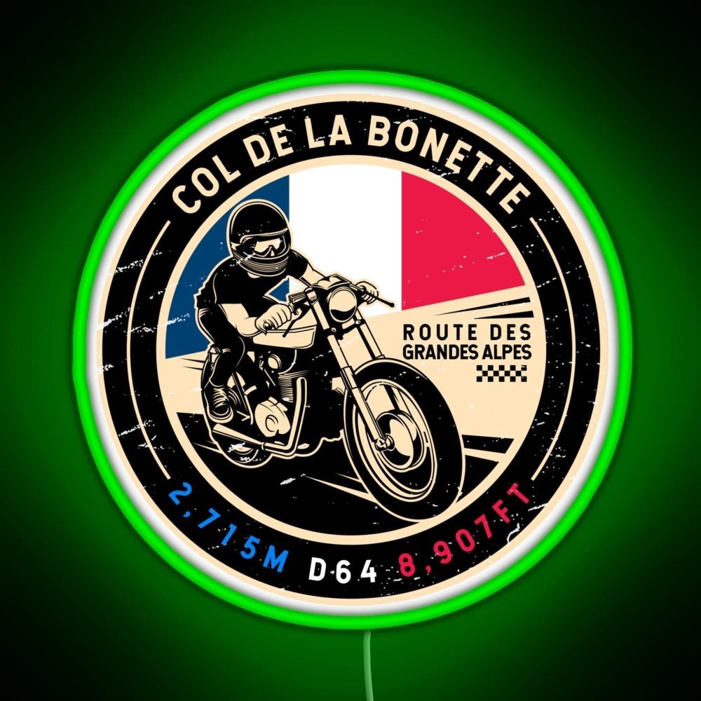 Col De La Bonette Route Des Grandes Motorcycle Led Neon Sign - Shineneon
