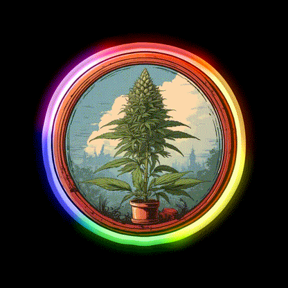 Colarado Flower In A Circle Hemp Inspired Green Leaf Led Neon Sign Rgb Color