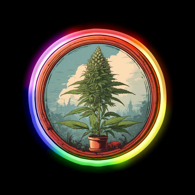 Colarado Flower In A Circle Hemp Inspired Green Leaf Led Neon Sign Rgb Color