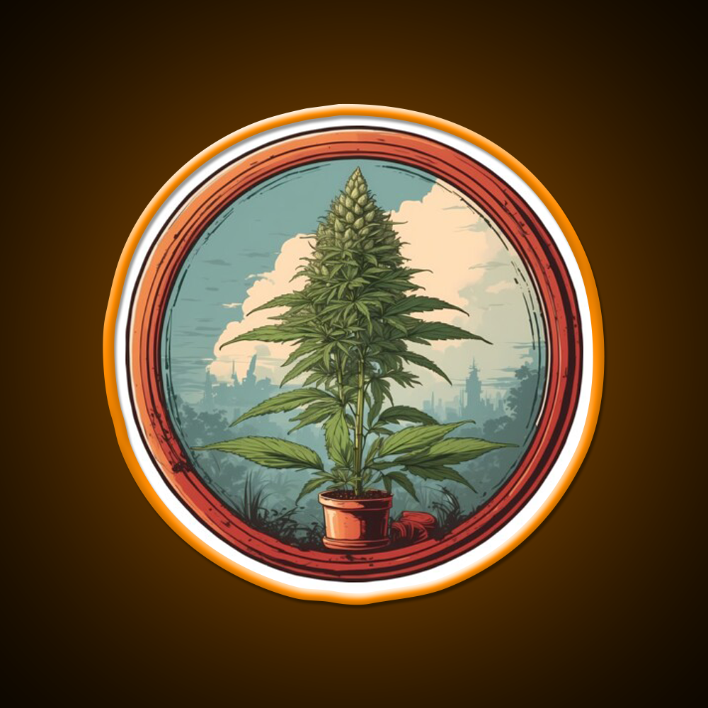 Colarado Flower In A Circle Hemp Inspired Green Leaf Led Neon Sign Rgb Color