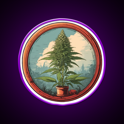 Colarado Flower In A Circle Hemp Inspired Green Leaf Led Neon Sign Rgb Color