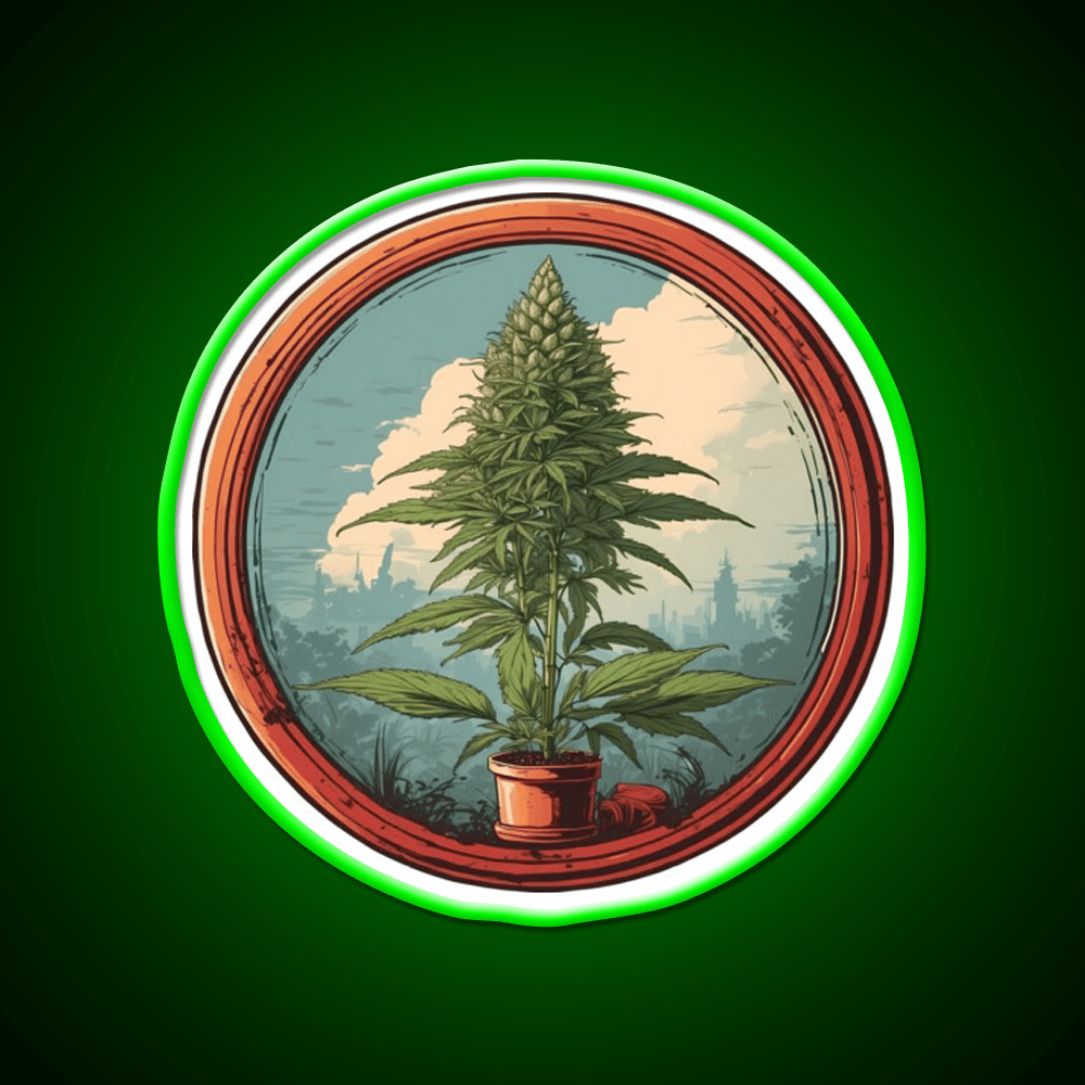 Colarado Flower In A Circle Hemp Inspired Green Leaf Led Neon Sign Rgb Color - Shineneon