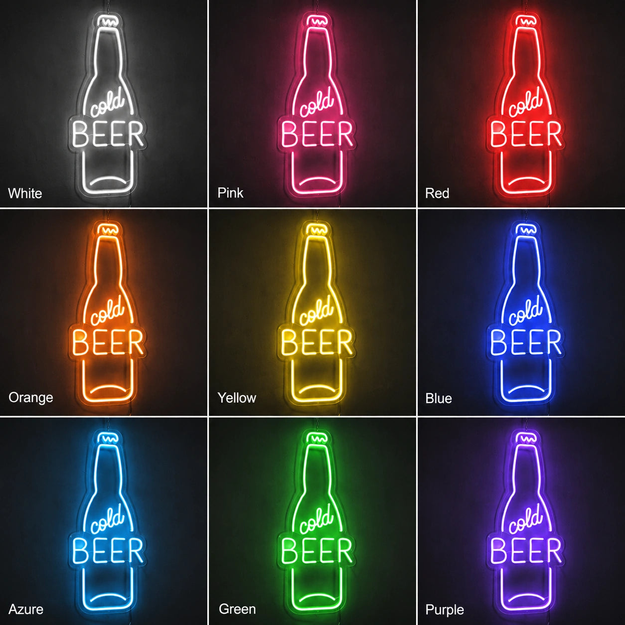 Cold Beer Blackboard Neon Sign LED Neon Sign color grid