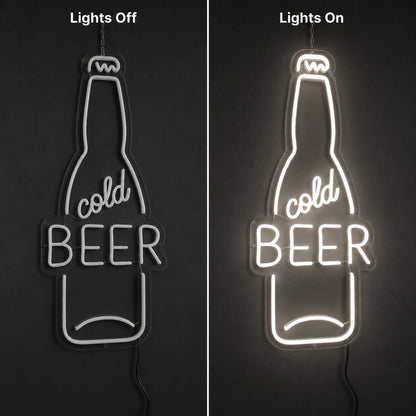 Cold Beer Blackboard Neon Sign LED Neon Sign day and night comparison