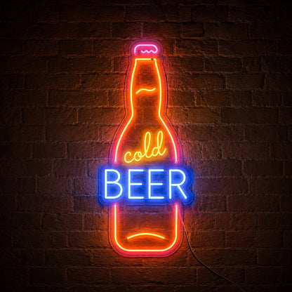 Cold Beer Bottle LED Neon Sign high-converting product image