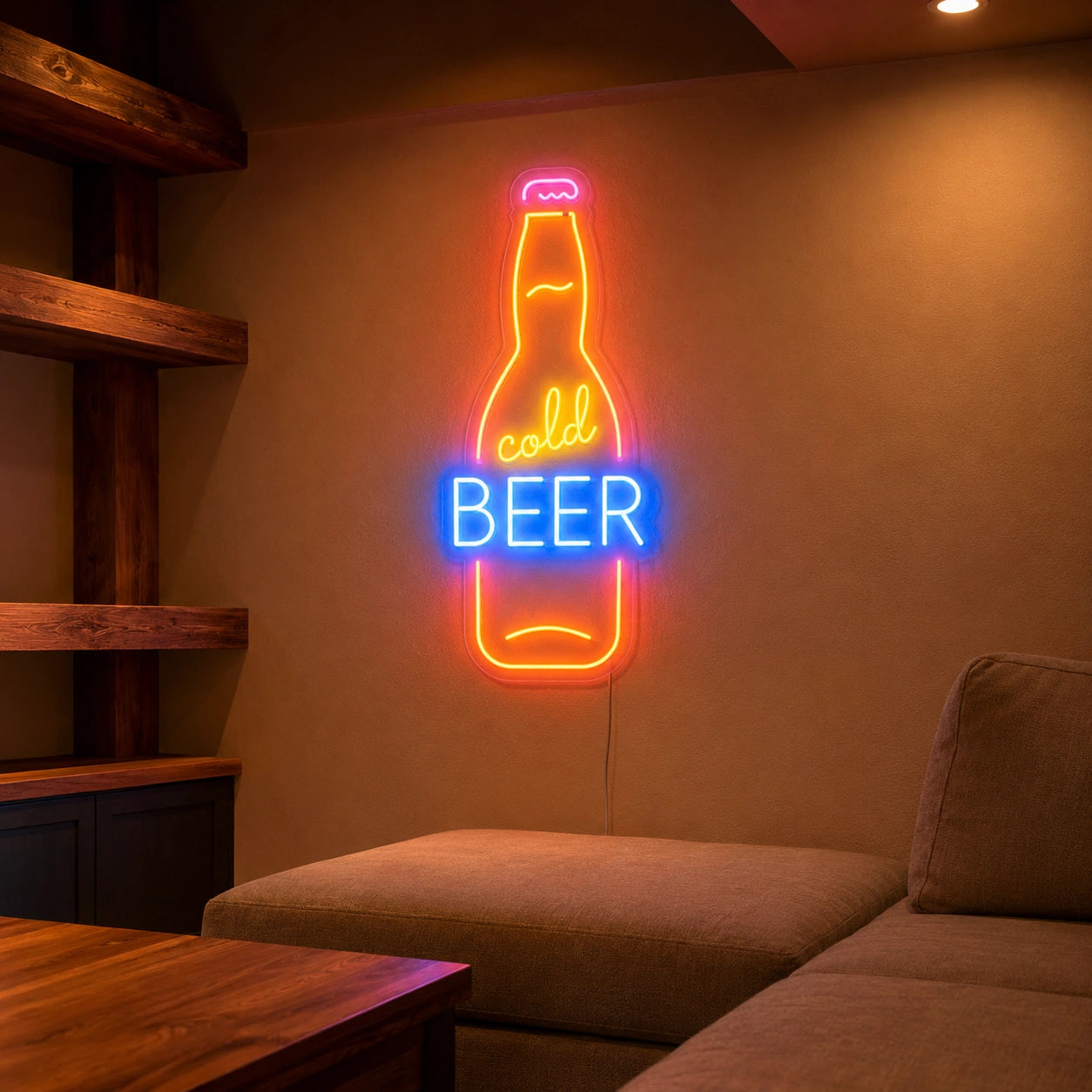 Cold Beer Bottle LED Neon Sign size image