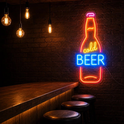 Cold Beer Bottle LED Neon Sign - Shineneon