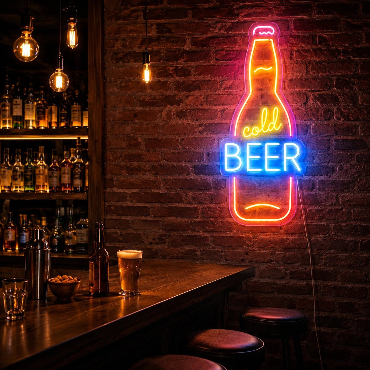 Cold Beer Bottle Man Cave LED Neon Sign - Shineneon