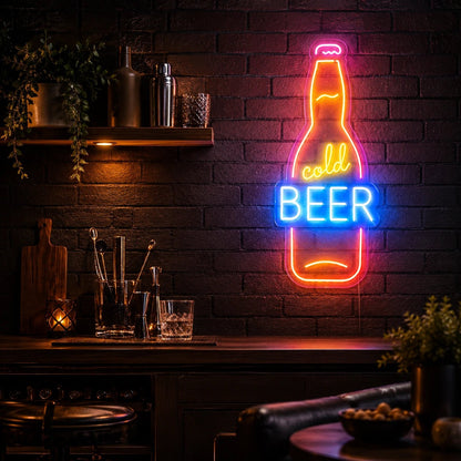 Cold Beer Bottle Man Cave LED Neon Sign - Shineneon