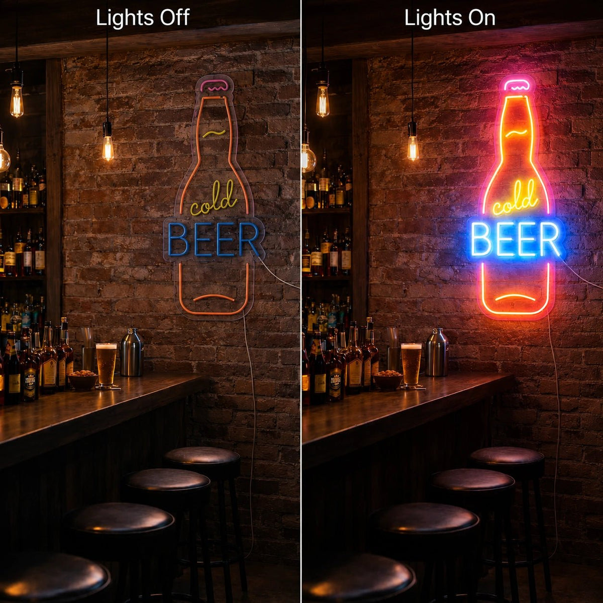 Cold Beer Bottle Man Cave LED Neon Sign - Shineneon