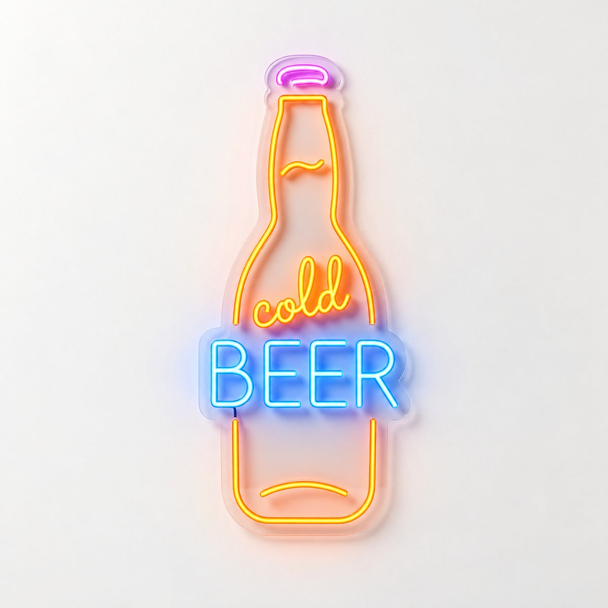 Cold Beer Bottle LED Neon Sign - natural light view