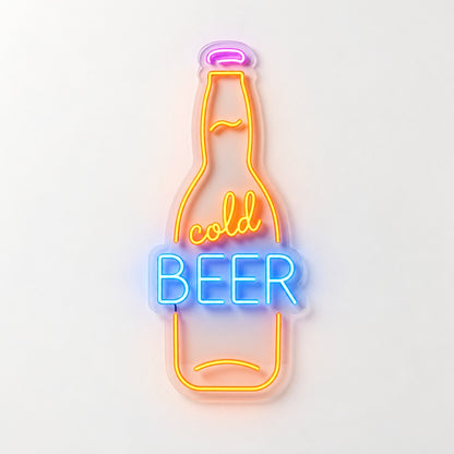 Cold Beer Bottle LED Neon Sign - natural light view