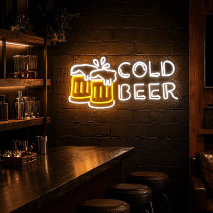 Cold Beer Clinking Mugs LED Neon Sign - Shineneon