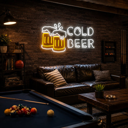 Cold Beer Clinking Mugs LED Neon Sign Man Cave Neon Sign real lifestyle scene