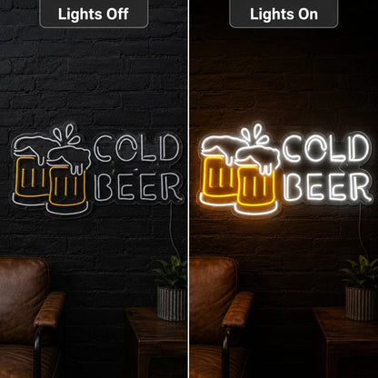 Cold Beer Clinking Mugs LED Neon Sign Man Cave Neon Sign - Shineneon