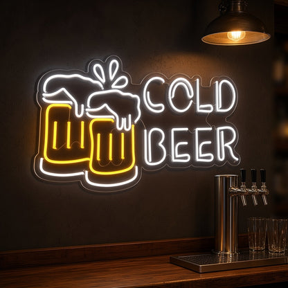 Cold Beer Clinking Mugs LED Neon Sign - advertising view