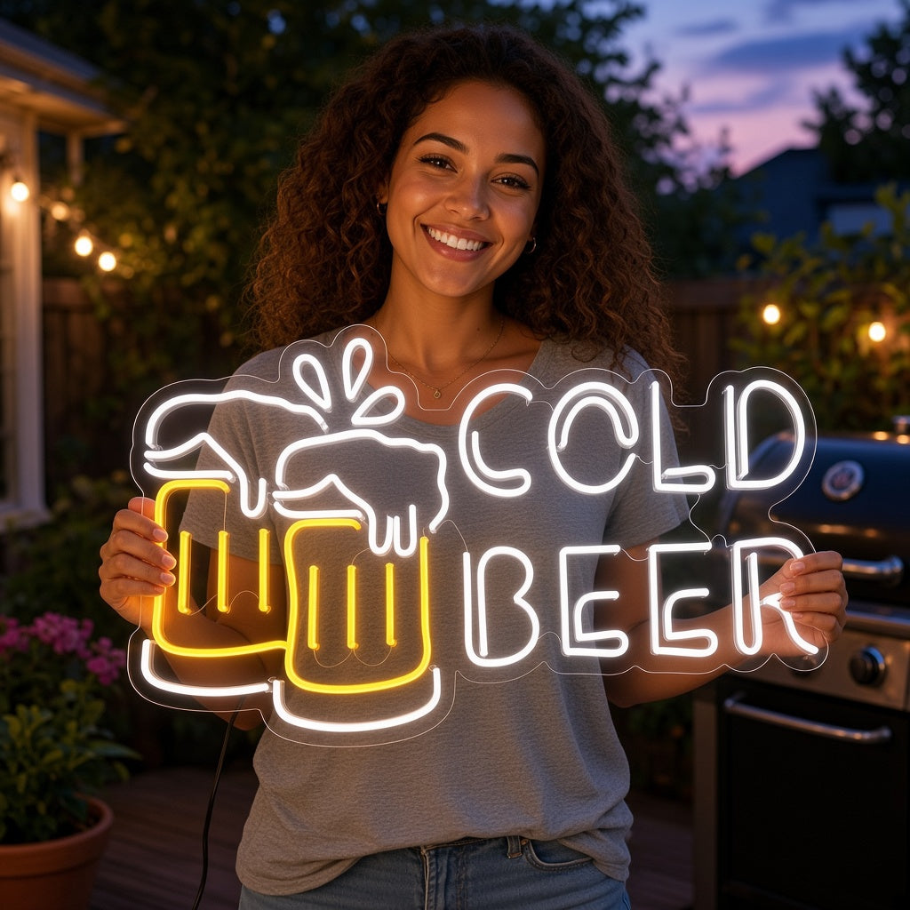 Cold Beer Clinking Mugs LED Neon Sign - lifestyle view