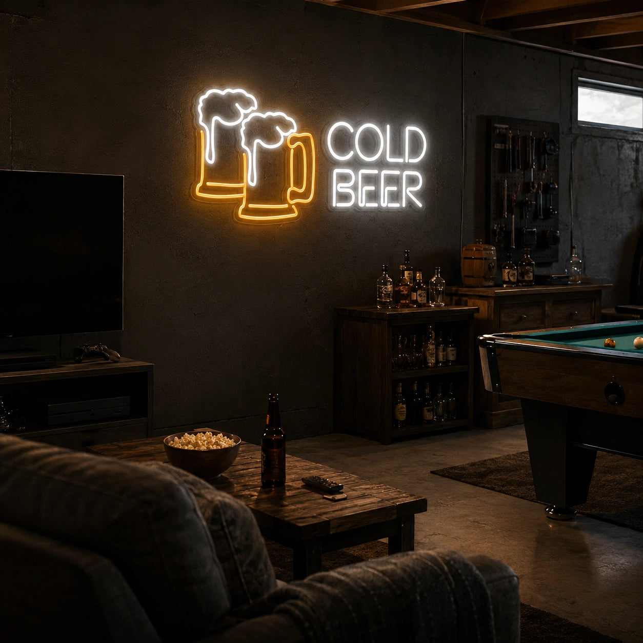 Cold Beer LED Neon Sign Man Cave Neon Sign size image