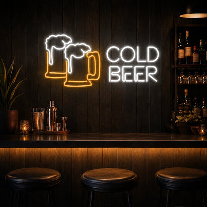 Cold Beer LED Neon Sign Man Cave Neon Sign - Shineneon