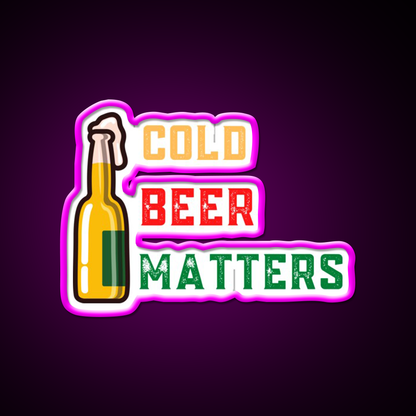 Cold Beer Matters Design Beer Bar Decor Led Neon Sign Rgb Color - Neon sign mounted on wall in room