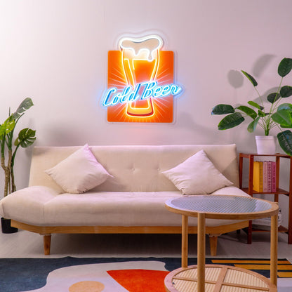 Cold Beer Mug With Foam Uv Printed Led Neon Sign For Bar Decor | Shineneon